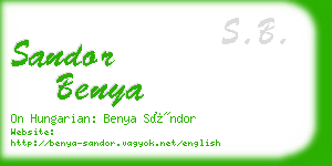 sandor benya business card